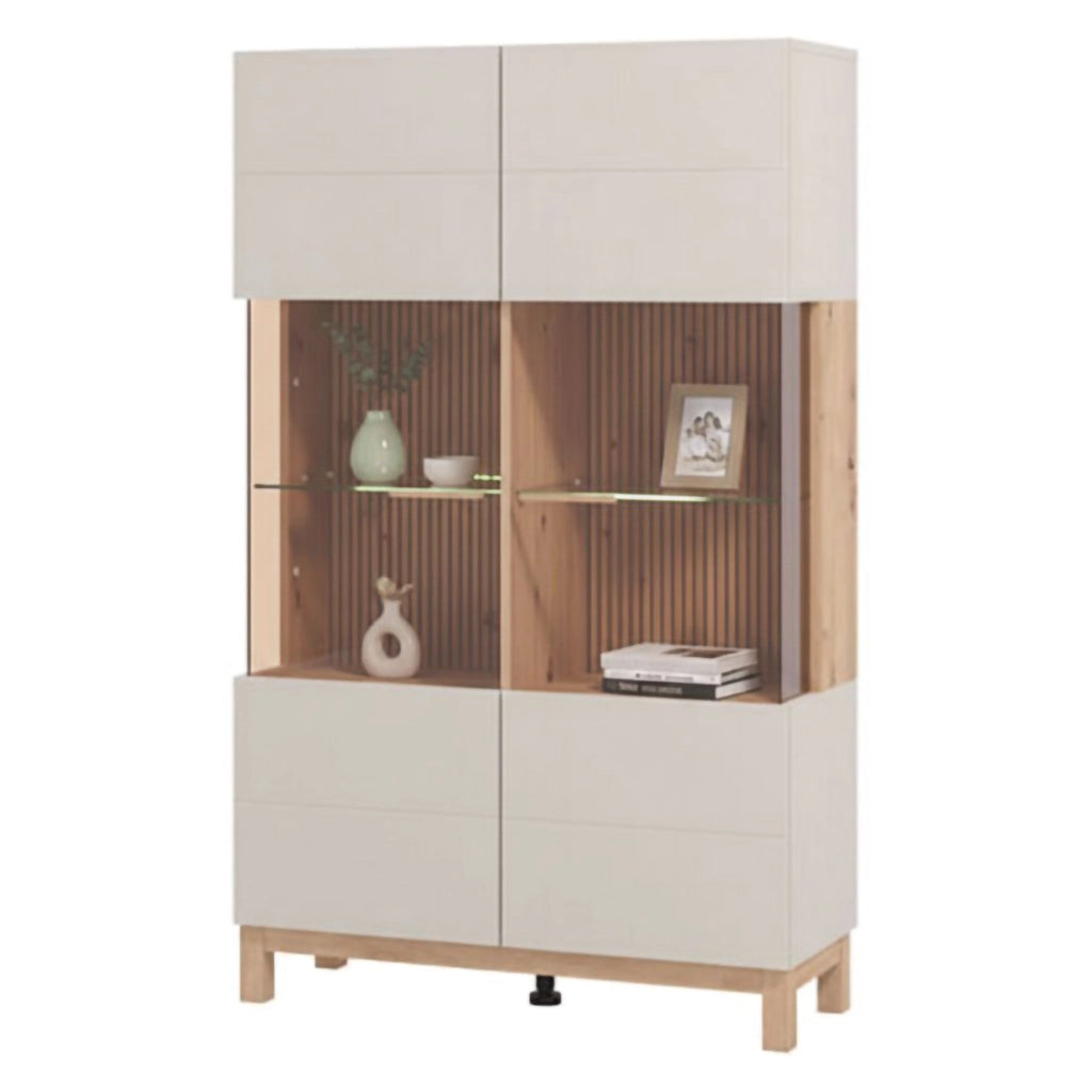 Mobile Espositore Talla, Vetrina 6 Ripiani, 90x35x146.5h cm Beige