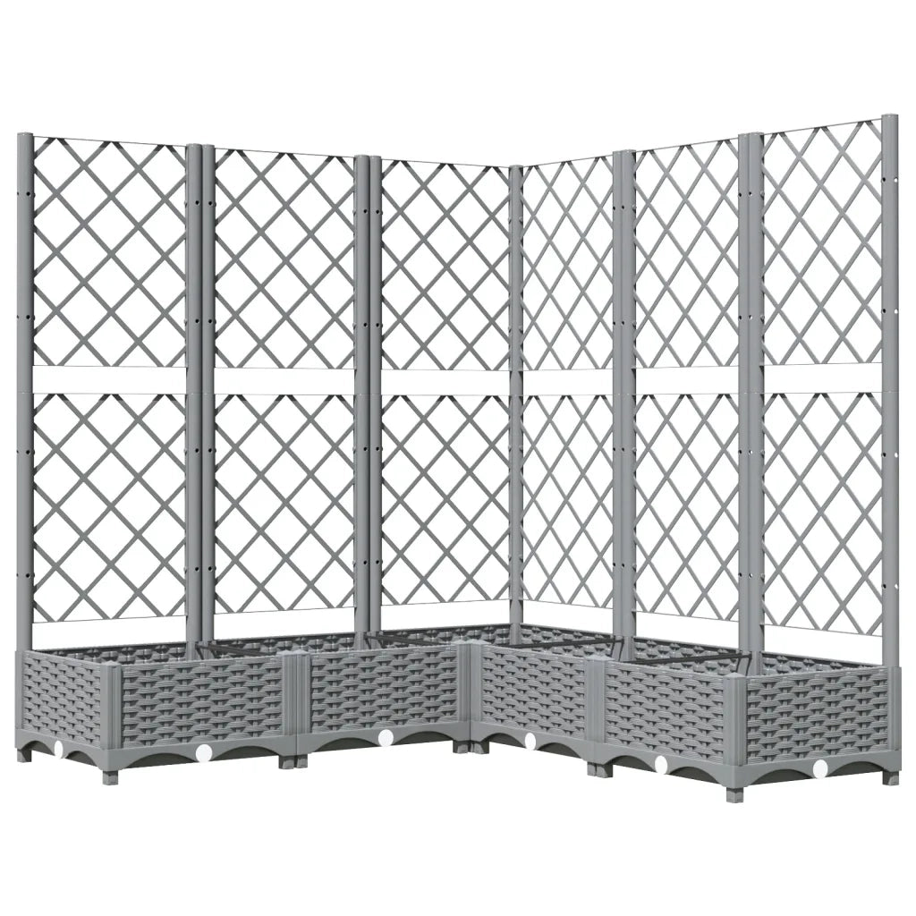 Fioriera | Cassetta per fiori | Vaso Giardino e Graticcio Grigio Chiaro 120x120x121,5cm PP
