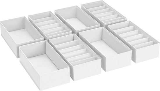 Organizzatore di cassetti per la stanza dei bambini - Set di 8 organizzatori per la stanza dei bambini, 30 x 15 x 9 cm Sistema di organizzazione per cassetti per stanza dei bambini, bianco