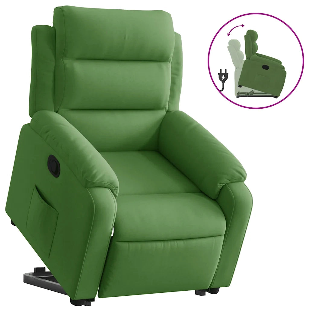 Poltrona Alzapersona Reclinabile Verde Chiaro in Velluto 3205095