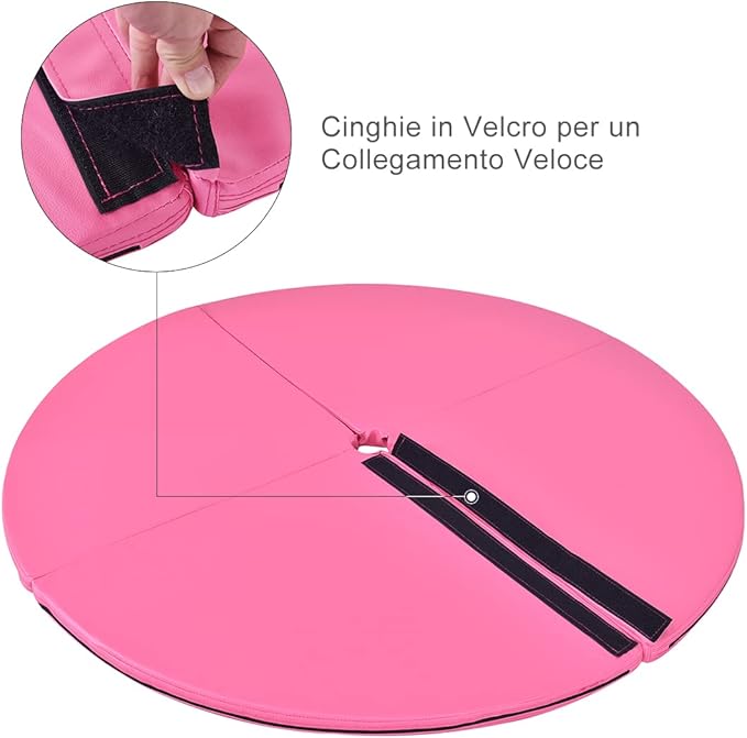 Tappetino per Pole Dance Pieghevole Tappeto per Palo da Danza Antiscivolo, Diametro 150 x 5 cm(Rosa)