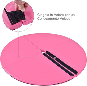Tappetino per Pole Dance Pieghevole Tappeto per Palo da Danza Antiscivolo, Diametro 150 x 5 cm(Rosa)