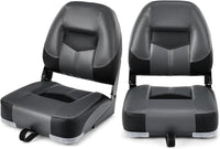 Set di 2 Sedie da Barca, Sedie per Barca Con Schienale Basso, Sedia da Barca Pieghevole, con Schiuma Spessa, Cinghia di Fissaggio, 50 x 42 x 52 cm (Grigio+Nero)