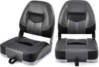 Set di 2 Sedie da Barca, Sedie per Barca Con Schienale Basso, Sedia da Barca Pieghevole, con Schiuma Spessa, Cinghia di Fissaggio, 50 x 42 x 52 cm (Grigio+Nero)