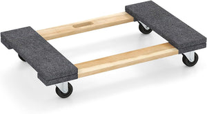 Base con Ruote in Legno di Acacia, Carrello a Pianale con Maniglia per Trasporto, concon Capacità di Carico di 450 kg, 77 x 47 cm (1)