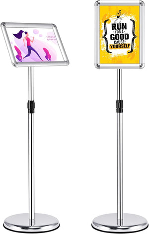 A4 / A3 Supporto Poster Espositore da Pavimento Supporto Menù Pubblicità in Metallo, Girevole e Regolabile in Altezza