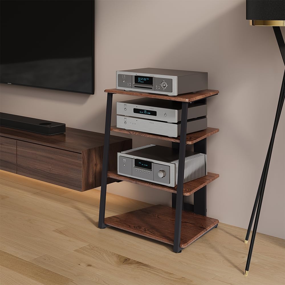 Ripiano portaoggetti Tonar, Rovere rustico/nero, 61 x 78 cm 4 ripiani aperti