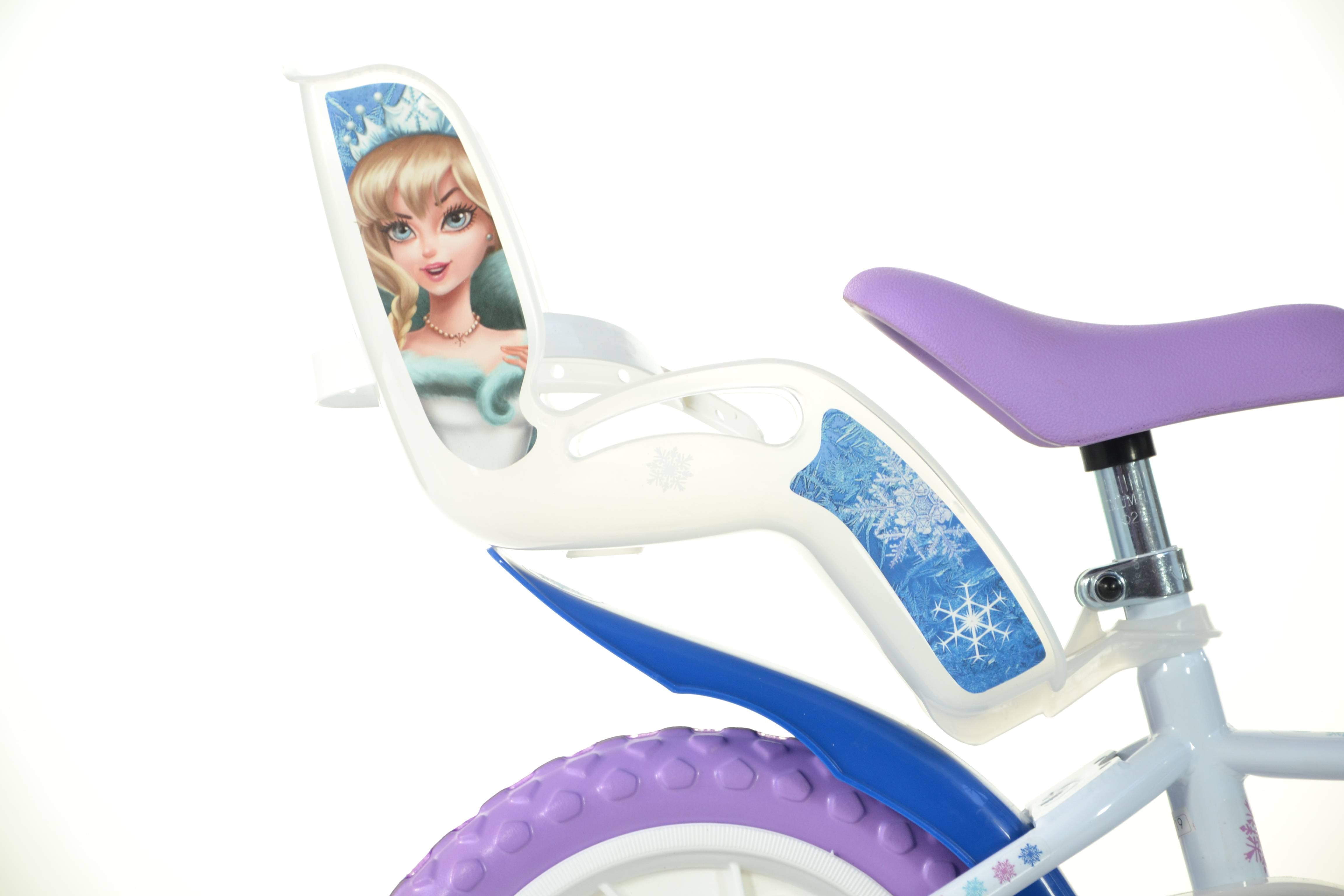 SCH SNOW QUEEN 12", bicicletta per bambini, adatta tra i 3 e i 5 anni, per altezza tra 85 e 105 cm, con cestino, trombet