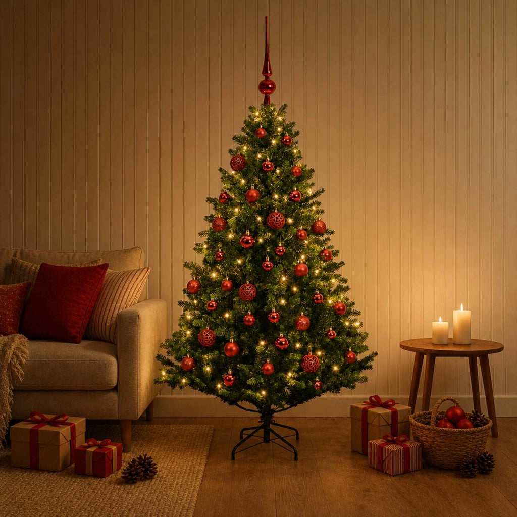 Albero di Natale Artificiale con Palline 150 cm 150 LED 3465874
