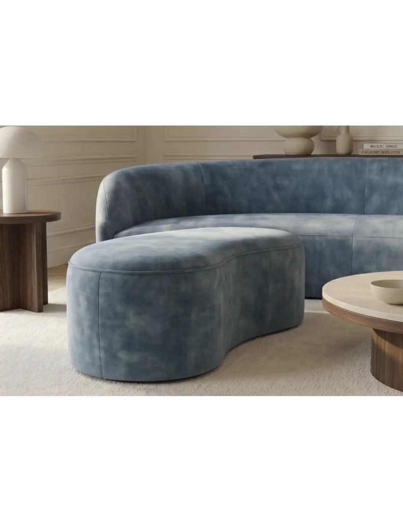 Pouf contenitore NYJY in velluto – Blu – 120 x 40 x 50 cm