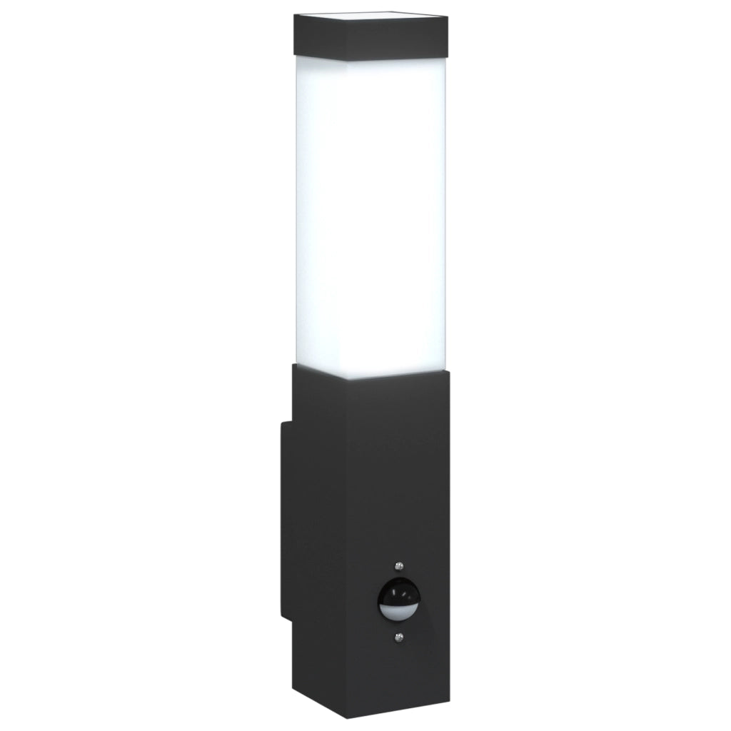 Luce da Parete Esterno con Sensore Nera Acciaio Inossidabile IP44