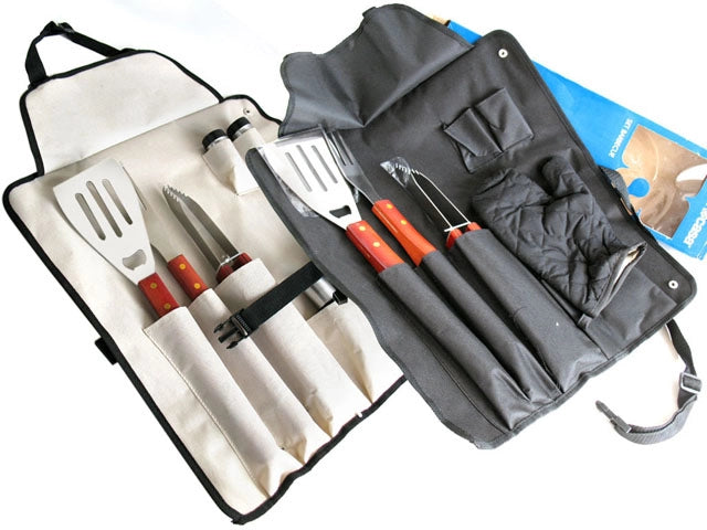 Set Accessori Barbecue BBQ con Astuccio Utensili per Grigliate 2 Colori