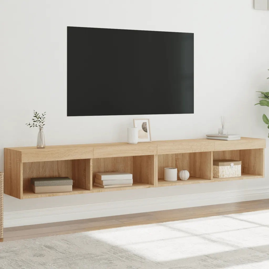 Mobili TV con Luci LED 2pz Rovere Sonoma 100x30x30 cm 837160