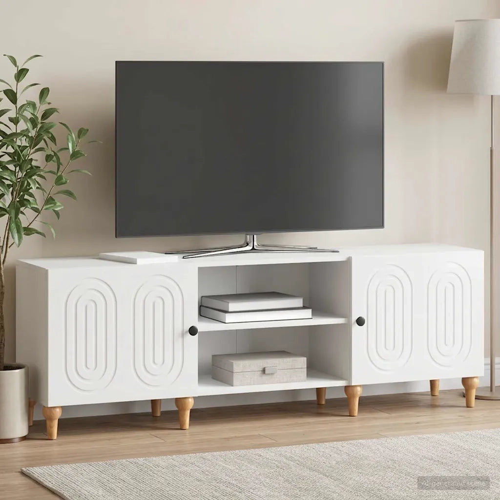 Mobile TV Bianco Lucido 150 x 31 x 50 cm Legno ingegnerizzato 894229
