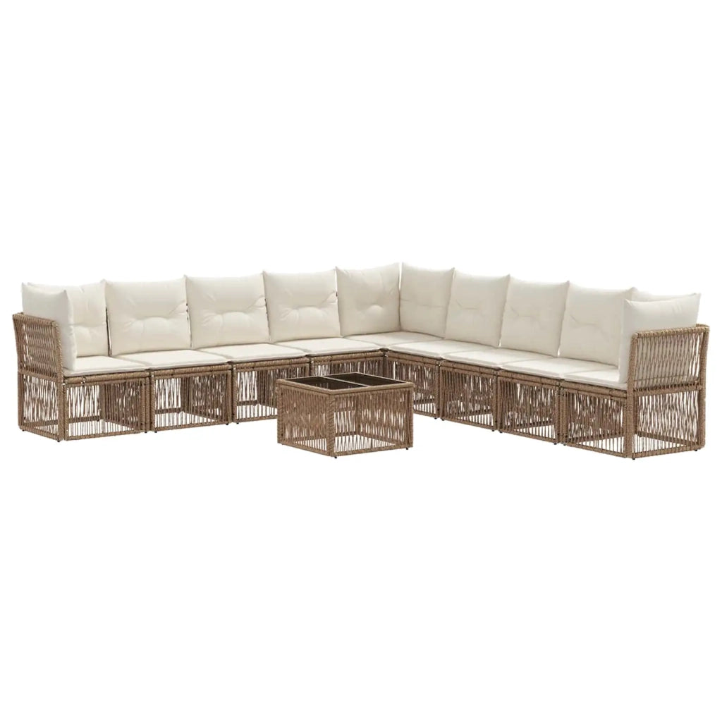 Set Divano da Giardino 10 pcs Beige polyrattan 3434250