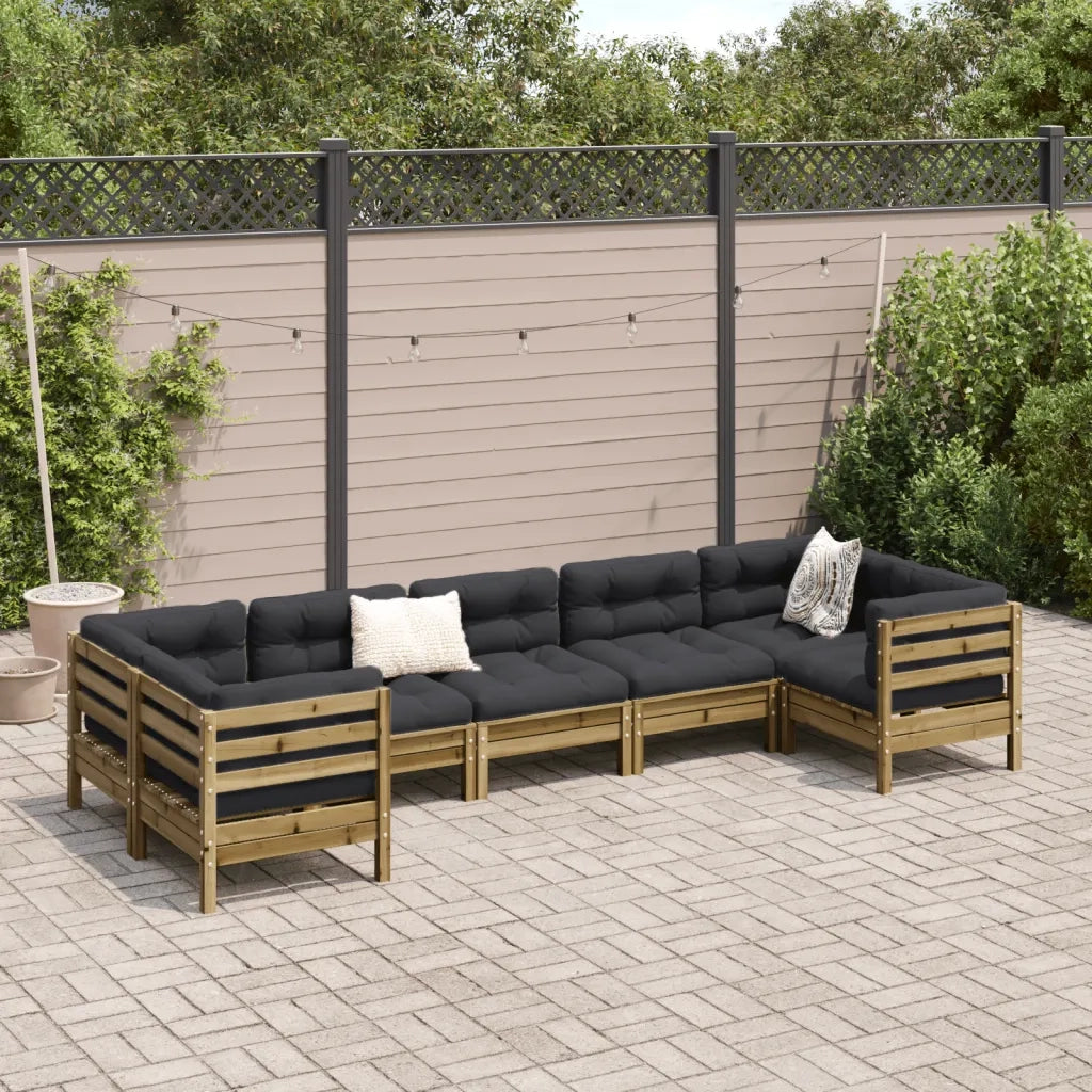 Set Divani da Giardino 7pz con Cuscini Legno Impregnato di Pino 3299624