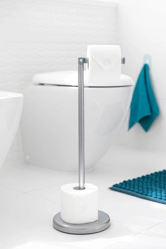 Supporto per carta igienica libero stante grigio - progettato in stile e funzionale - accessorio bagno grigio