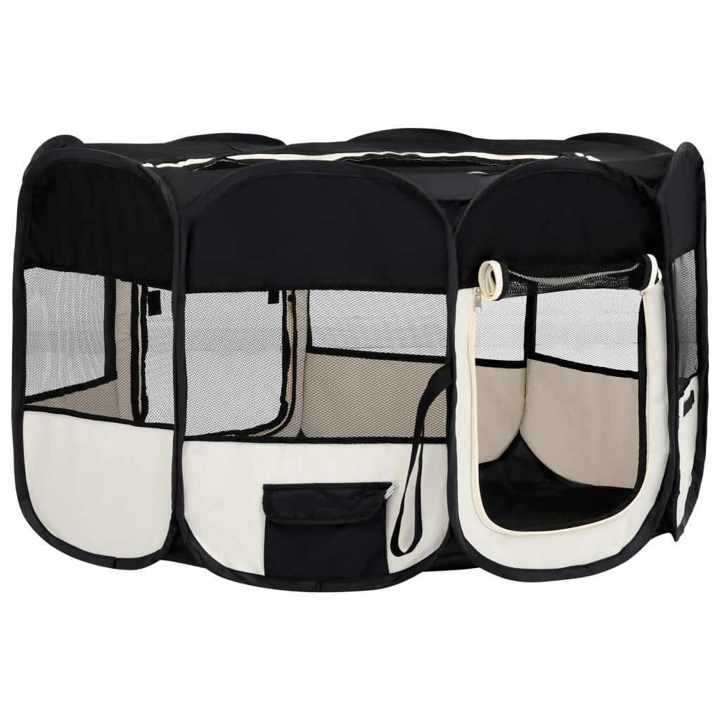 Box pieghevole per cani con borsa per il trasporto 145 x 145 x 61 cm nero 02_0001729