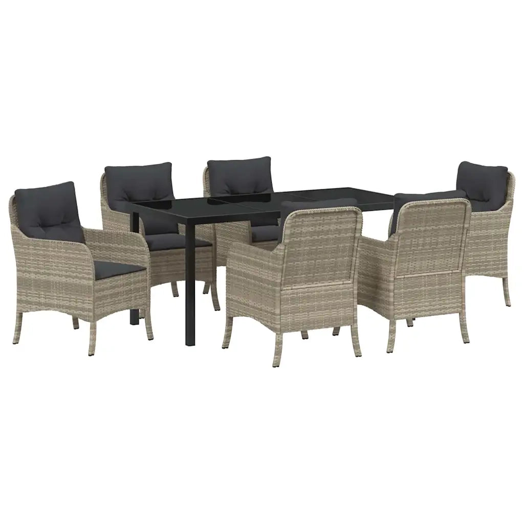 Set da Pranzo per Giardino 7 pcs Grigio chiaro polyrattan 3380187