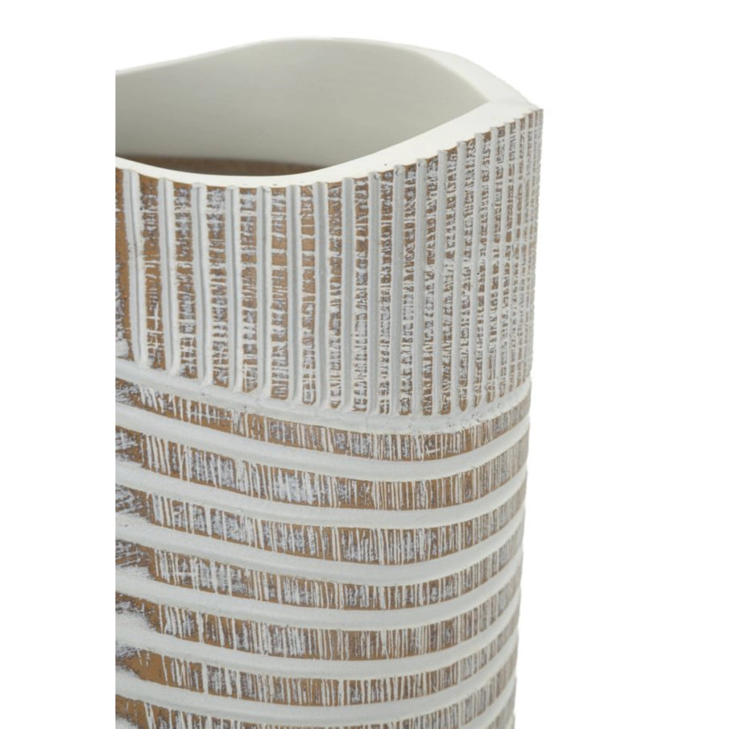 Vaso Decorativo Linee, Bianco, Poliresina, 45x18x18 cm