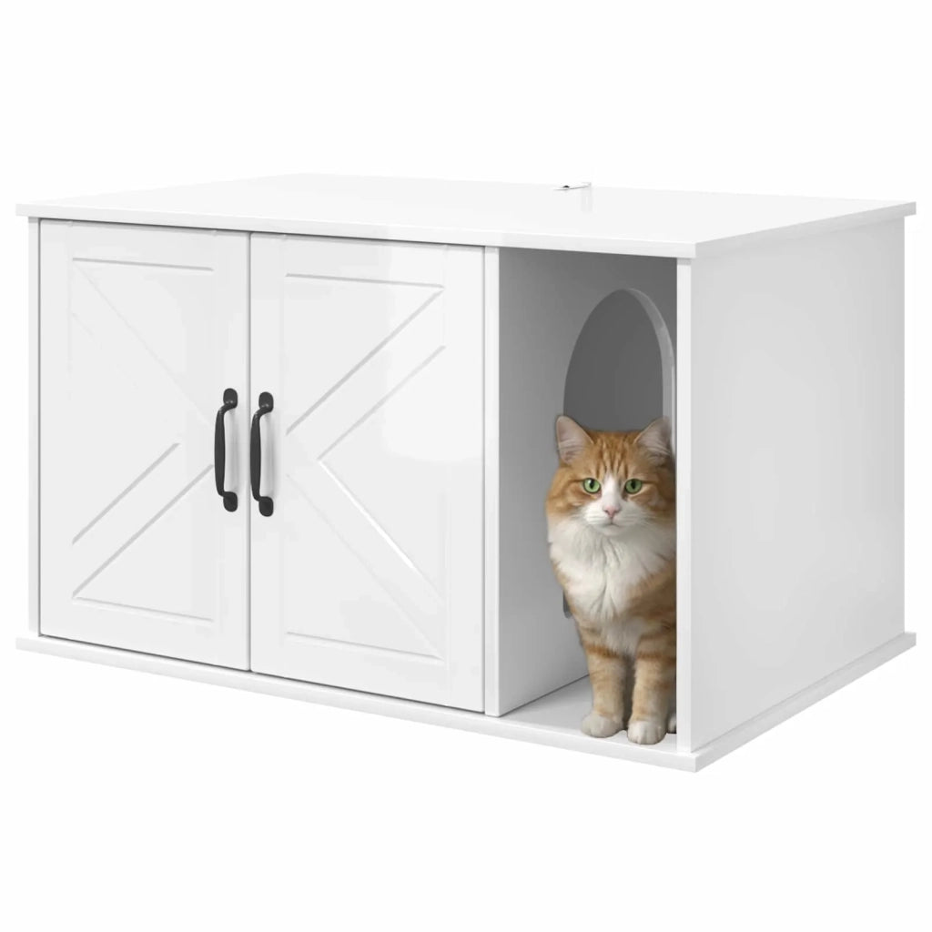 Casa per Gatti Bianco Lucido 85 x 55 x 50 cm Legno multistrato CFW3957456