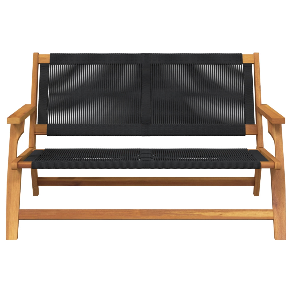 Panchina da giardino nera 76x122x73 cm legno massello di acacia