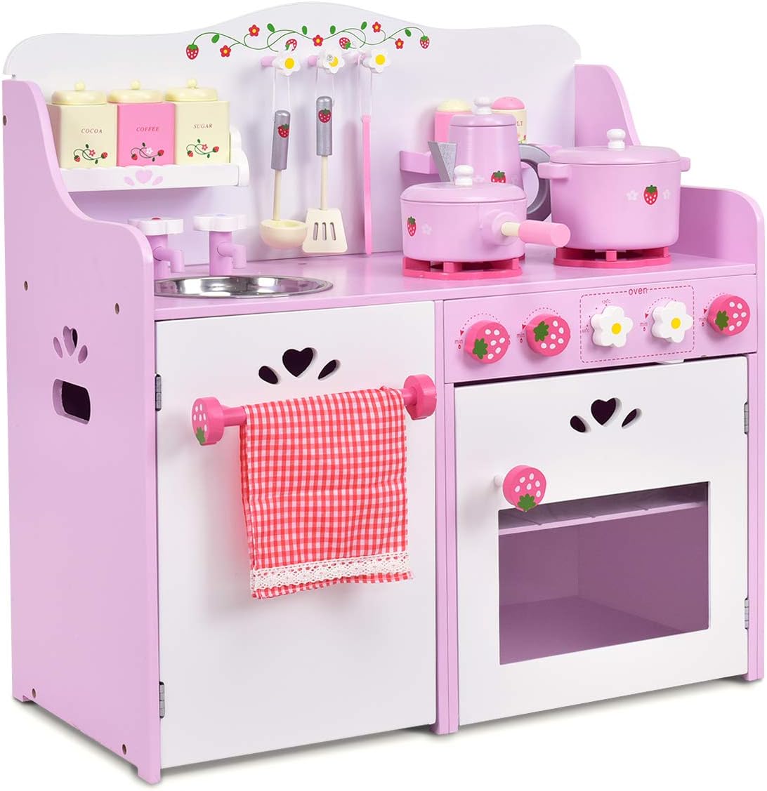 Giocattolo da Cucina per Bambini, Giocattolo Cucina a Tema Fragole, 63 x 30 x 60 cm