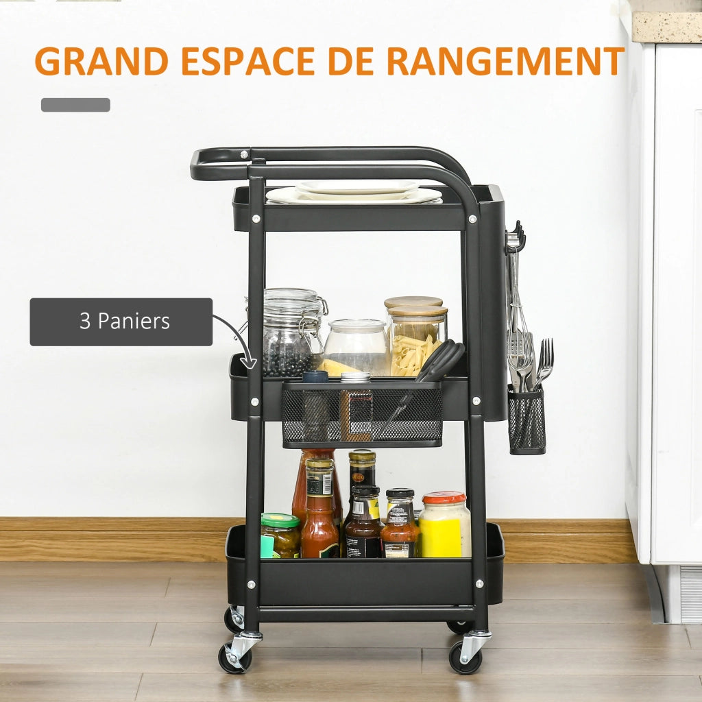 Carrello portaoggetti per scrivania ¨C zephmum ¨C nero 51.5x32x75.6 cm