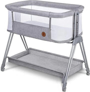 Culla Portatile per Bambini con Materasso Co-sleeping - Regolabile in Altezza e Pieghevole - 4 Ruote - Adatto da Neonato a 9kg - Attacco alla Culla dei Genitori - Leggero - Co Sleeper