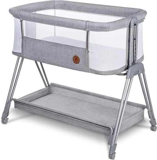 Culla Portatile per Bambini con Materasso Co-sleeping - Regolabile in Altezza e Pieghevole - 4 Ruote - Adatto da Neonato a 9kg - Attacco alla Culla dei Genitori - Leggero - Co Sleeper
