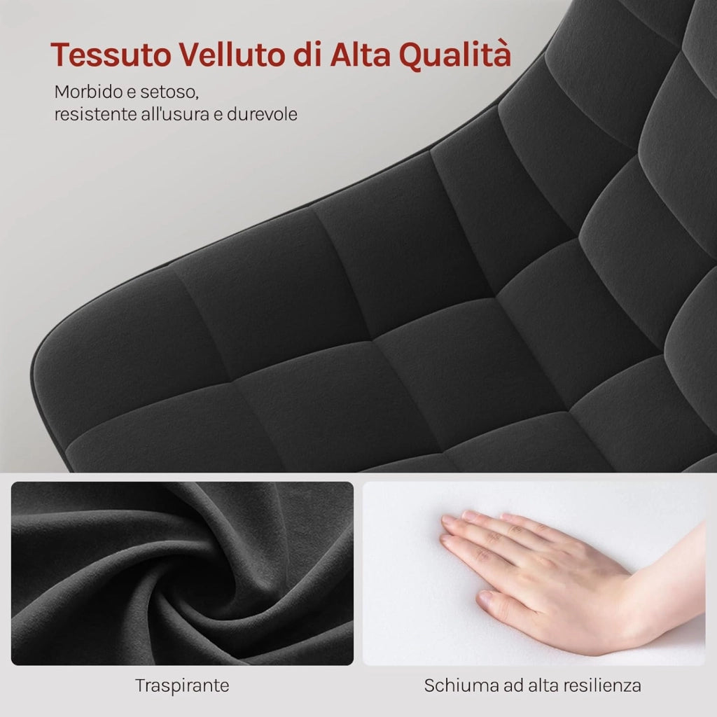 2X Sgabelli da trucco Sgabelli per Tavolo da Trucco Sedia Alta da Cucina Girevole 360° in Velluto con Schienale Altezza Regolabile Sgabello Moderno, Nero, 38-49.5cm