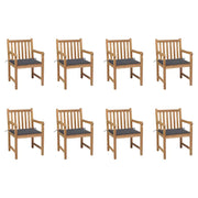 Sedie da Giardino 8 pz con Cuscini Antracite Massello di Teak cod mxl 8359