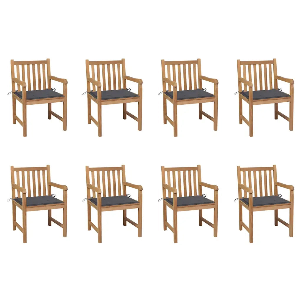Sedie da Giardino 8 pz con Cuscini Antracite Massello di Teak cod mxl 8359
