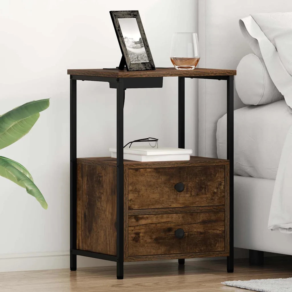 Comodino | Armadio da Notte | Mobiletto da notte Rovere fum¨¦ 40 x 31 x 60 cm Legno multistrato