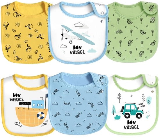 Set di 6 asciugamani in cotone impermeabili per bambini, per ragazzi e ragazze, con chiusura a pressione per evitare di perdere gli asciugamani.