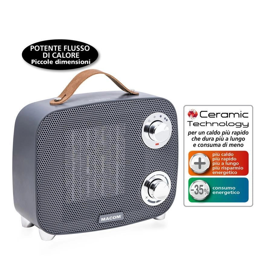Macom Enjoy & Relax MINIMAX Interno Grigio 1500 W Riscaldatore ambiente elettrico con ventilatore