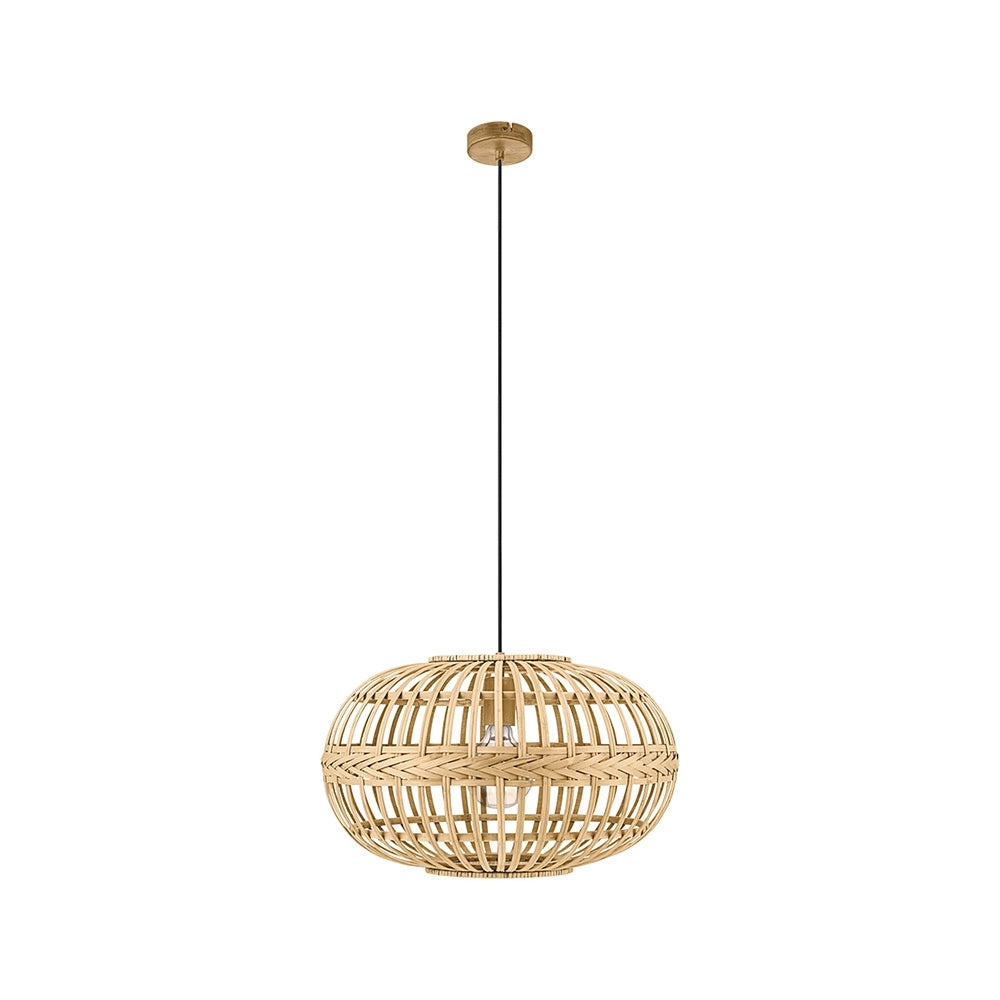 Lampadario Rustico Amsfield 1 Luce Metallo Marrone E Legno