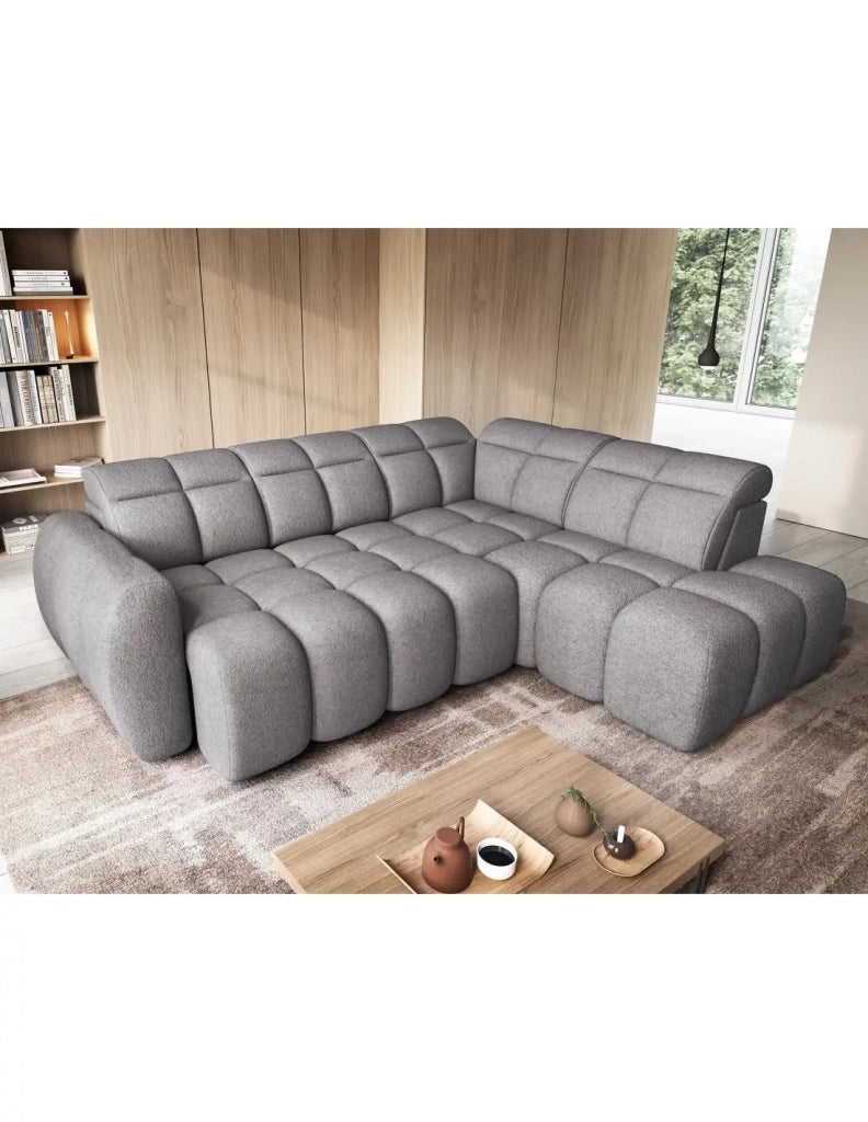 Divano ad angolo elettrico RONDA 4 posti grigio – angolo destro – versione 2