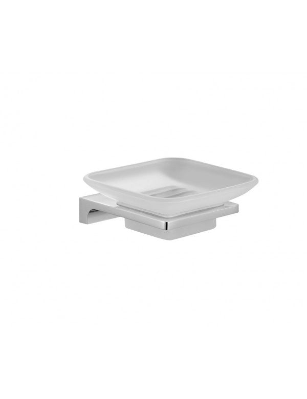 NIL portasapone da parete in vetro e ottone cromato 11,05x10,3x4,25 cm