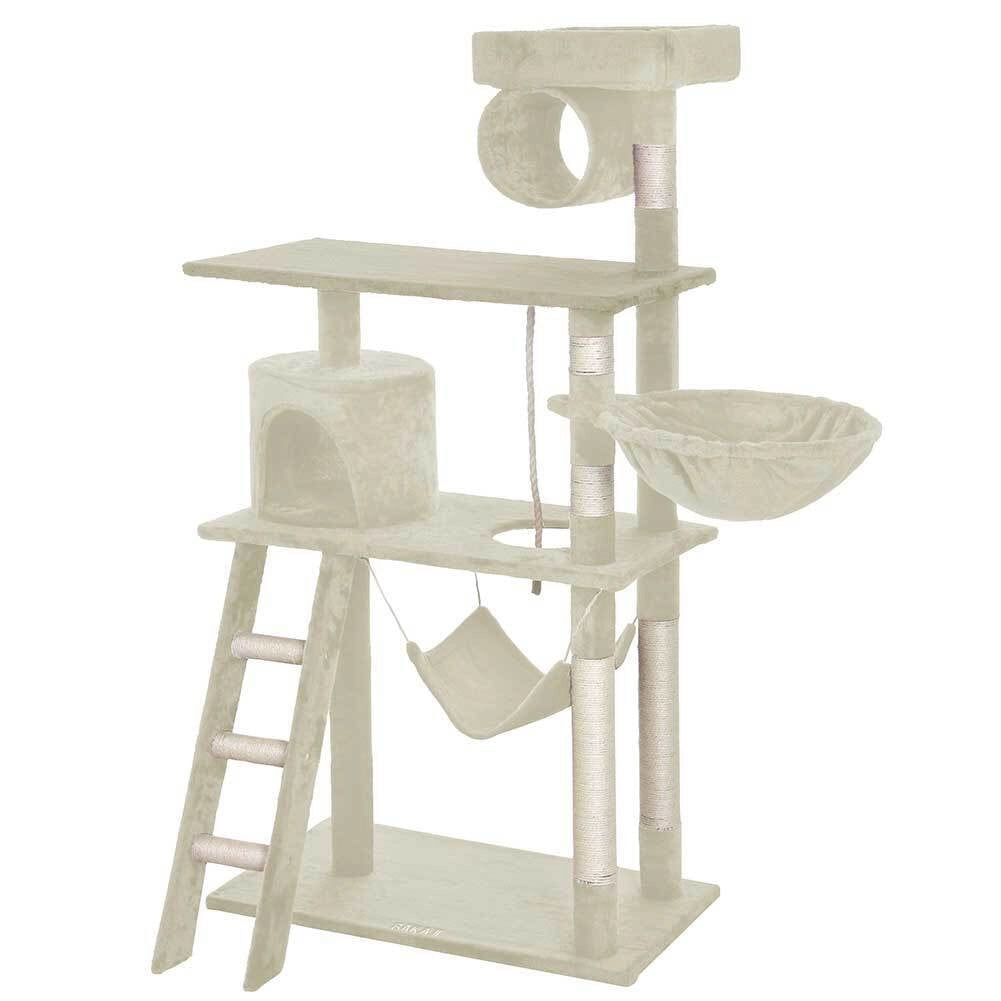 Albero Tiragraffi per Gatti Parco Giochi Cuccia Graffiatoio gatto 142cm Beige