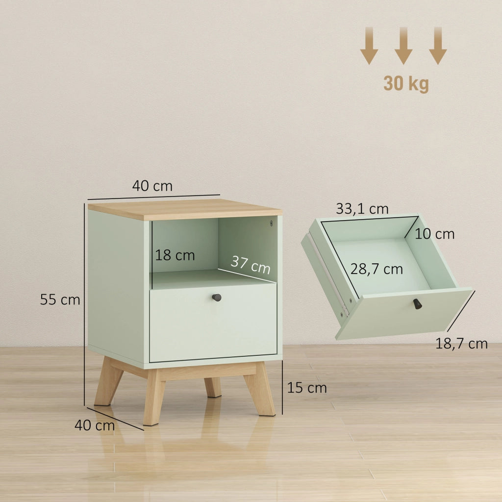 Comodino ¨C zephmum ¨C Effetto Rovere e Verde Chiaro 40x40x55