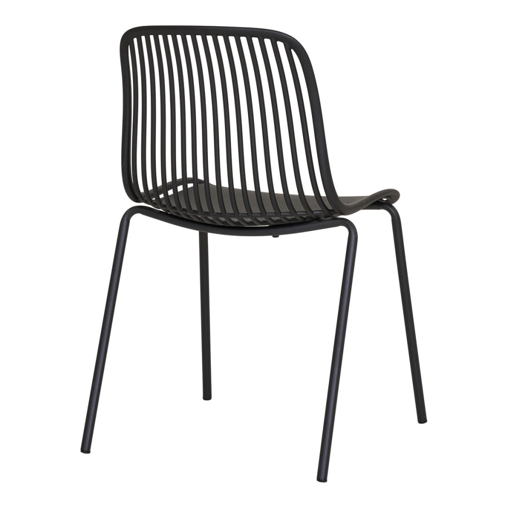 Set di 4 Sedie da Giardino Branson, Nero, Plastica, 55x46,5x82 cm