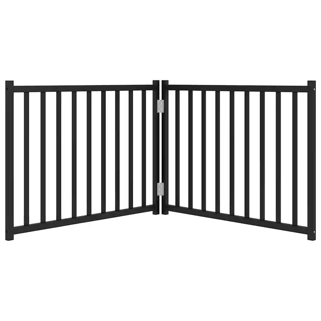 Cancello Cani Pieghevole 2 Pannelli Nero 160 cm Massello Abete 352288