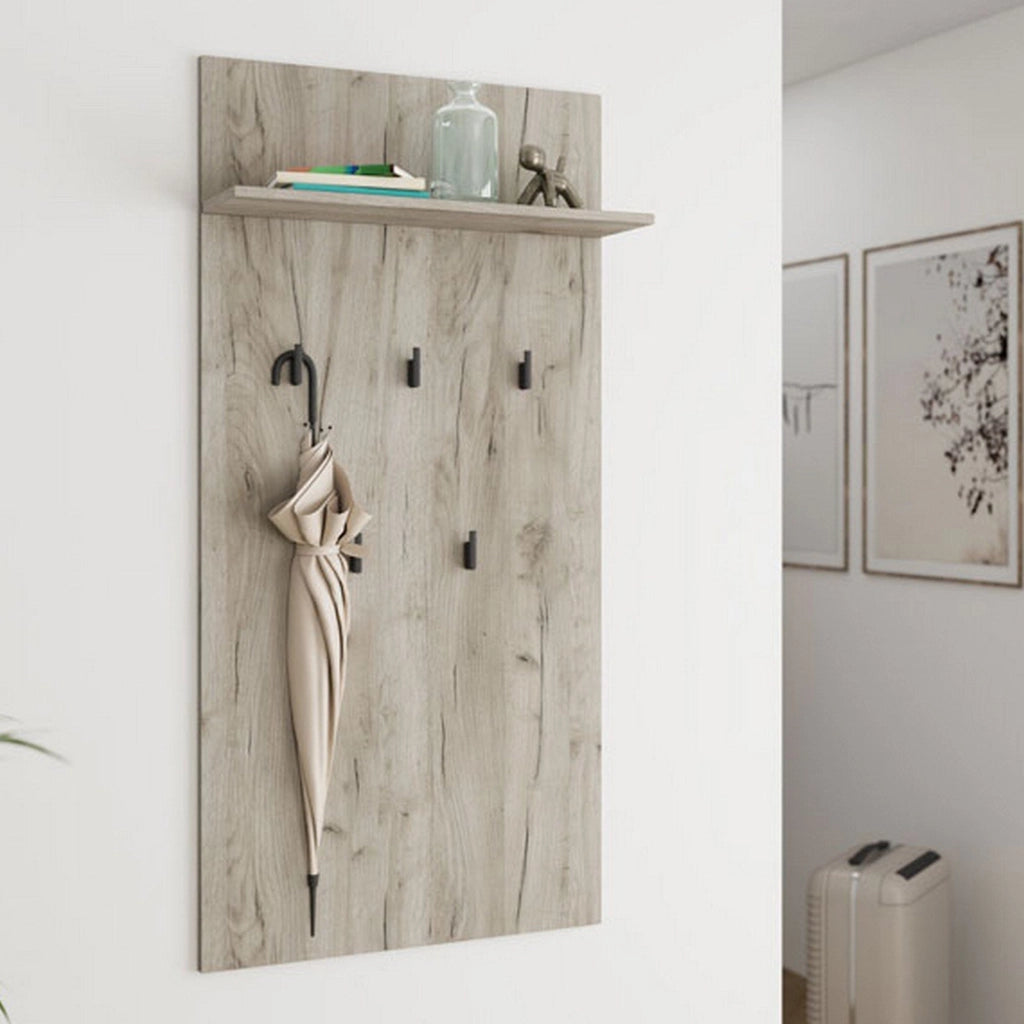 Rovella, Appendiabiti set Fissaggio a Muro Incluso, 137h cm Marrone Rovere