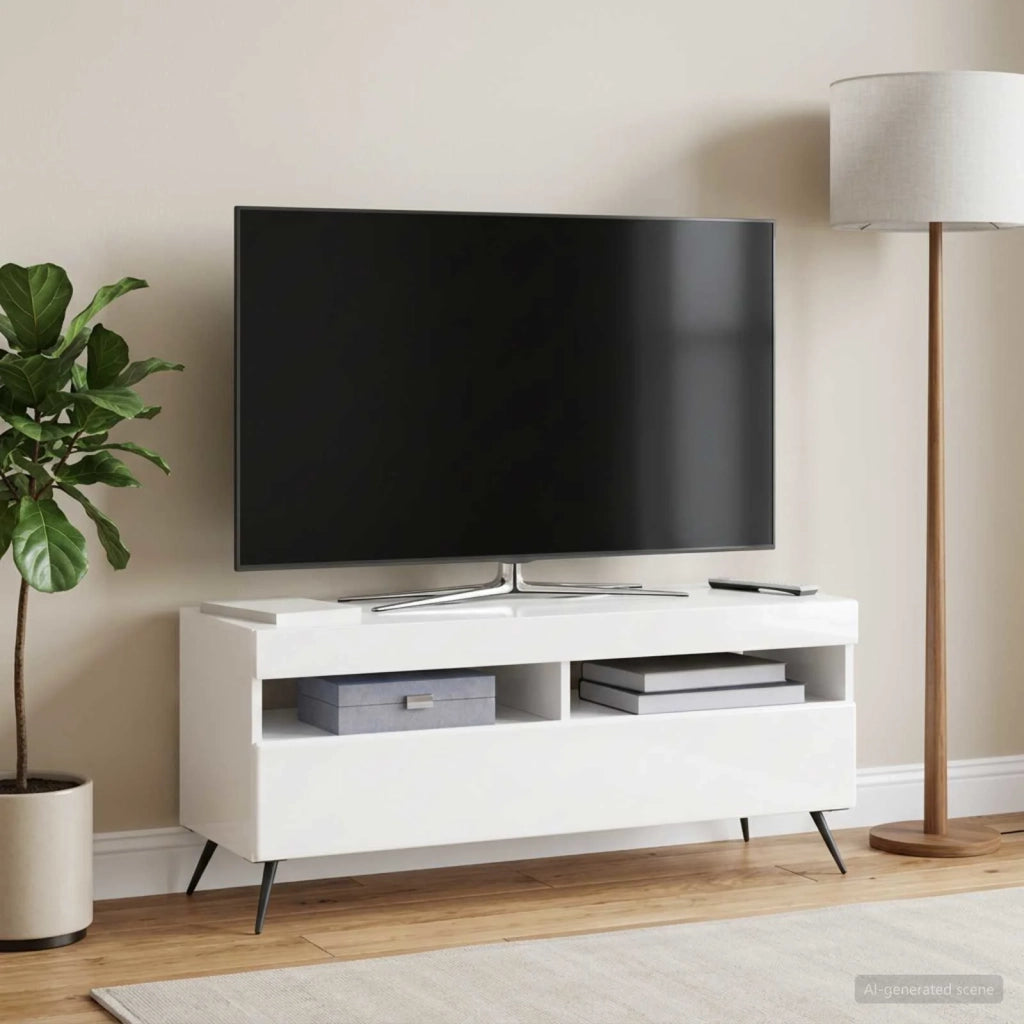Mobile TV LED Bianco Lucido Legno ingegnerizzato 897649