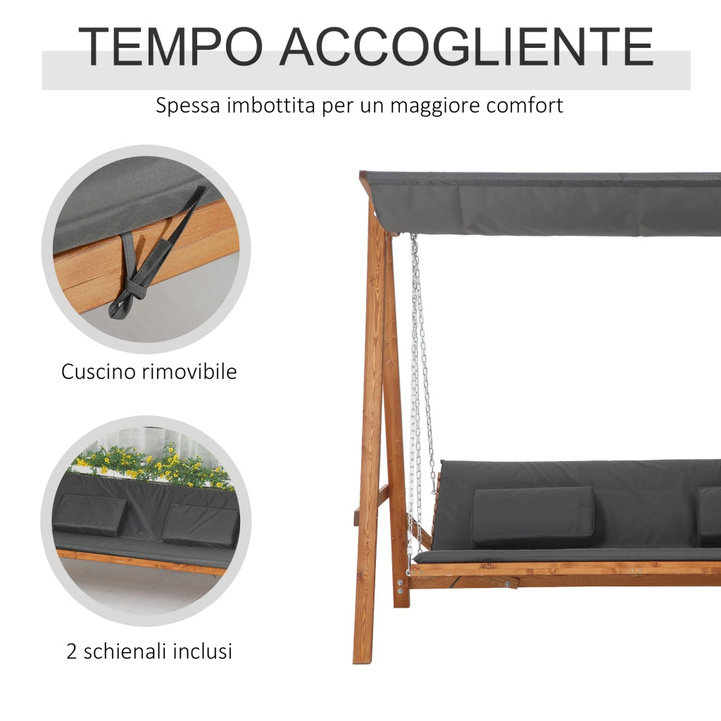 Letto da Giardino 3 Posti Convertibile Matrimoniale ¨C zephmum ¨C 225.5x113x180cm