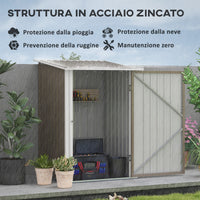 Casetta Porta Attrezzi con Tetto Inclinato e Serratura 100x103x160 cm in Acciaio Zincato Marrone