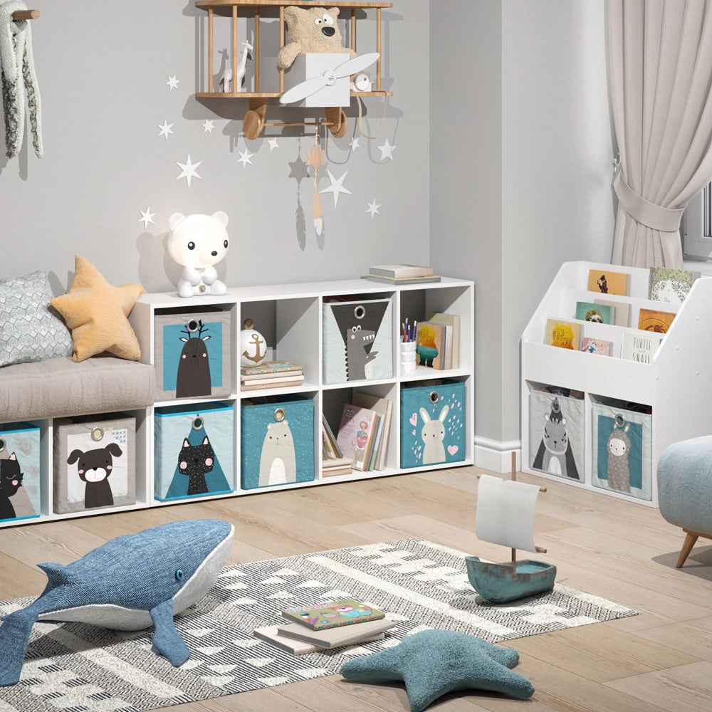 Vicco Libreria bambini Bianco 143 x 72 cm con 8 scatole pieghevoli