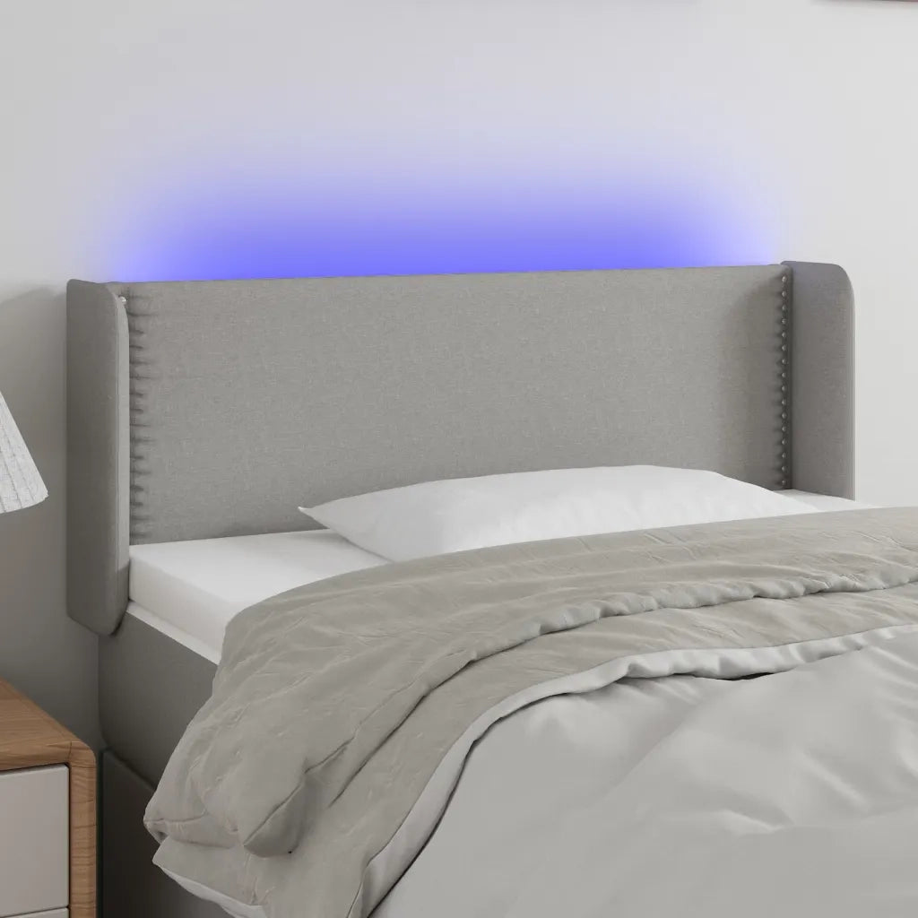 Testiera-Testata Decorativa Grigio Chiaro a LED 93x16x78/88 cm in Tessuto 748881