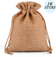 Borse di juta - Naturale - 10 x 14 cm - con cordoncino - borse regalo - borse di cotone - 16 pezzi - borse regalo per gioielli - borse regalo per Natale